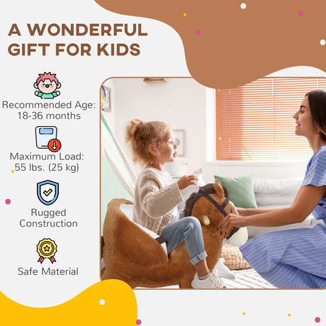 Plush Toddler Rocking Horse With Sound And Safety Belt - Omega Lifestyles
