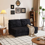 Black Corduroy Double-Seater Sofa With Premium Fabric - Omega Lifestyles