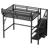Twin Metal Loft Bed With Stairs Storage Shelves - Omega Lifestyles