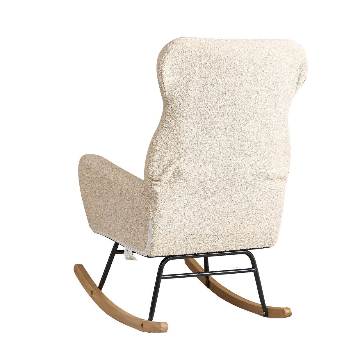 Beige Cotton Upholstered Ergonomic Rocking Chair - Omega Lifestyles
