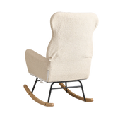 Beige Cotton Upholstered Ergonomic Rocking Chair - Omega Lifestyles