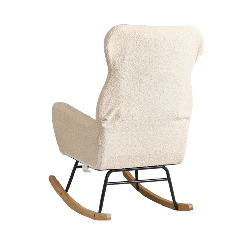 Beige Cotton Upholstered Ergonomic Rocking Chair - Omega Lifestyles