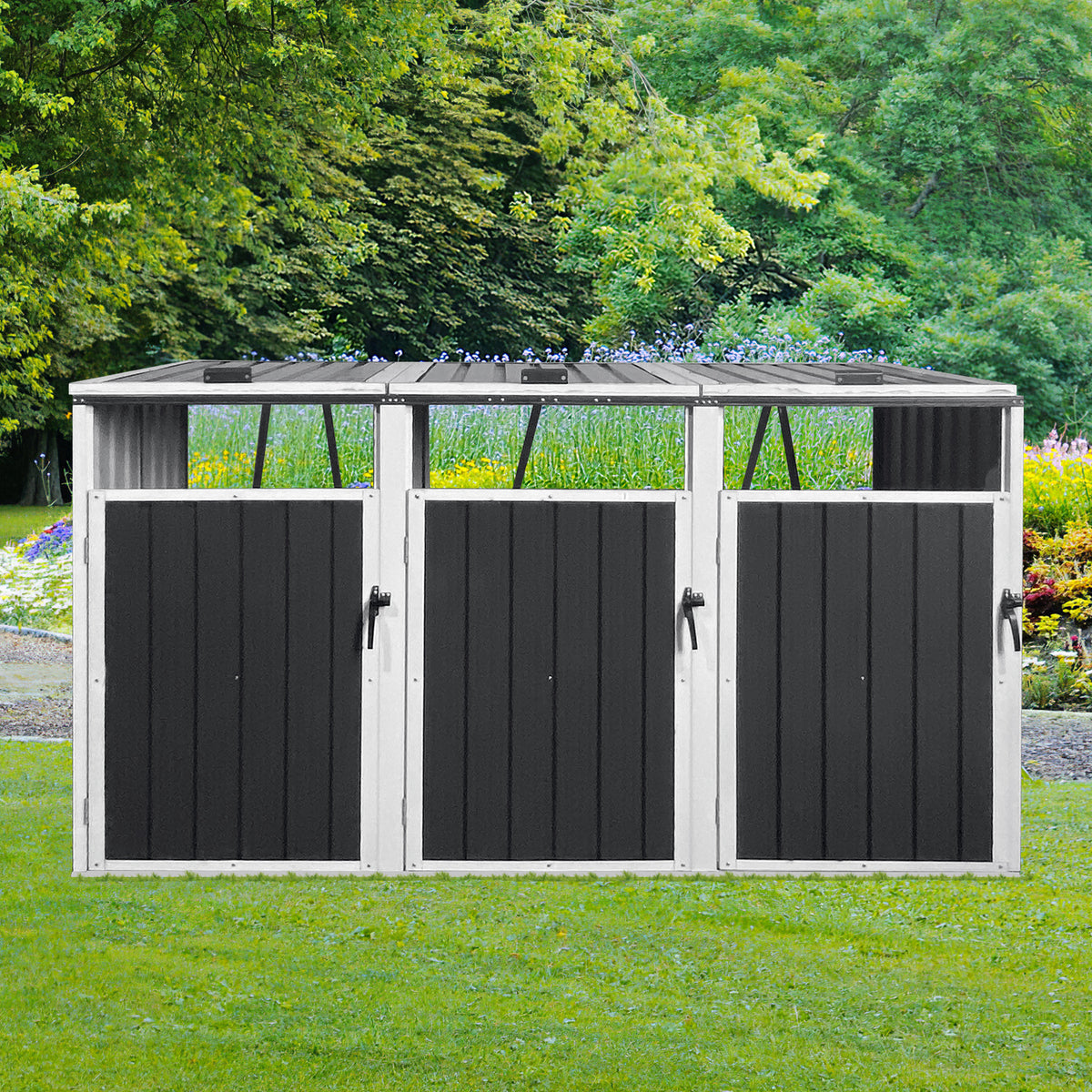 Outdoor Galvanized Steel Metal Garbage Bin Shed Storage