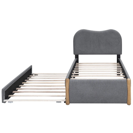 Twin Upholstered Platform Bed Frame With Trundle and Headboard - Omega Lifestyles