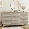 57-Inch Modern Fluted Wood Dresser With 9 Drawers - Omega Lifestyles