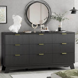 57-Inch Modern Fluted Wood Dresser With 9 Drawers - Omega Lifestyles