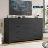 Modern 10-Drawer Engineered Wood Dresser With Charging Station - Omega Lifestyles