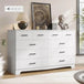 Modern 10-Drawer Engineered Wood Dresser With Charging Station - Omega Lifestyles