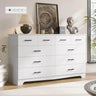 Modern 10-Drawer Engineered Wood Dresser With Charging Station - Omega Lifestyles
