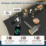 Modern 10-Drawer Engineered Wood Dresser With Charging Station - Omega Lifestyles