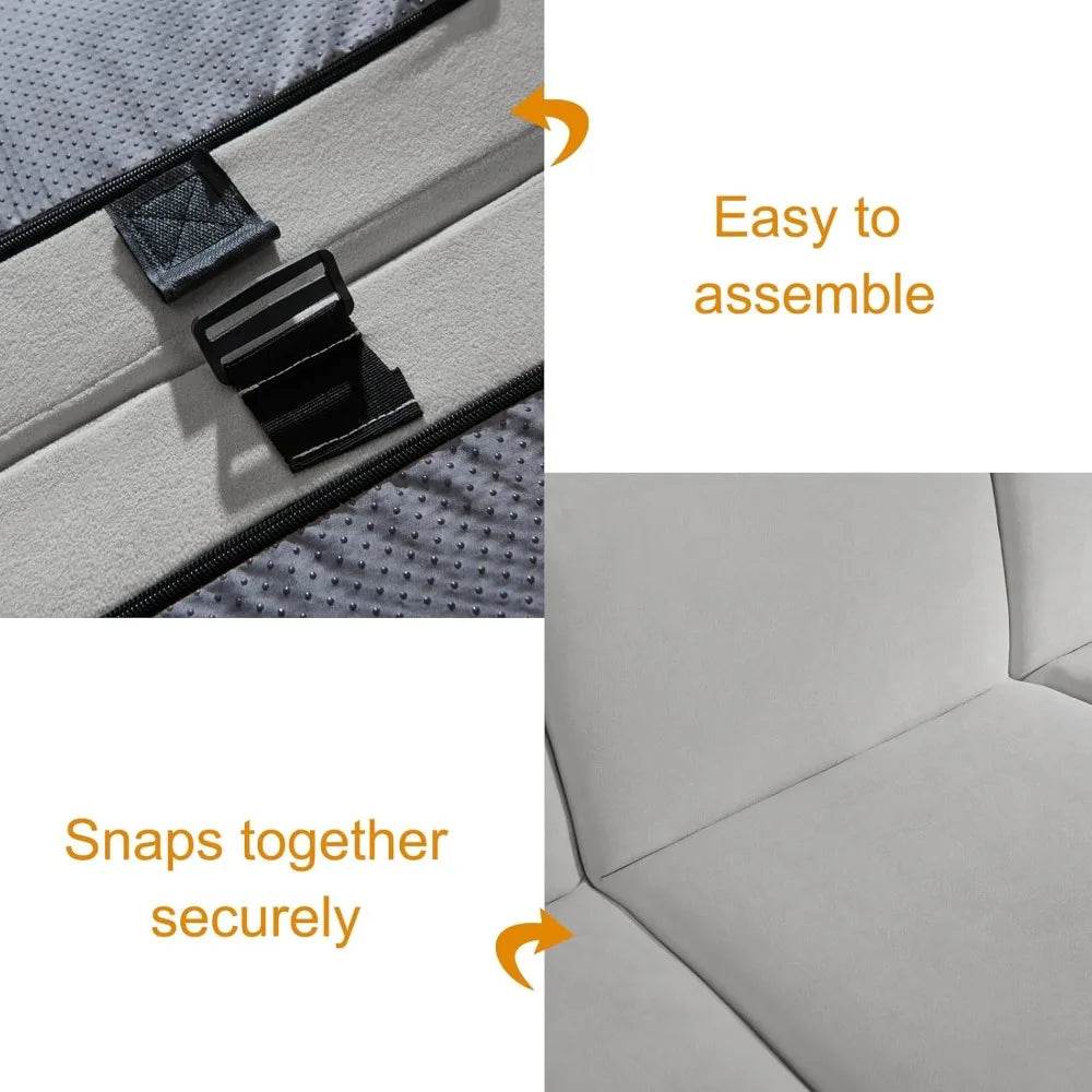 Modular L-Shaped Polyester Sectional Sofa With Deep Seat - Omega Lifestyles