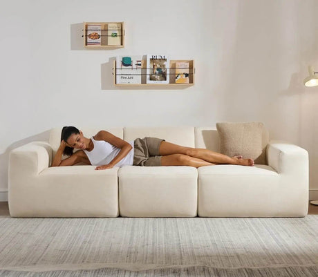 Modular L-Shaped Polyester Sectional Sofa With Deep Seat - Omega Lifestyles