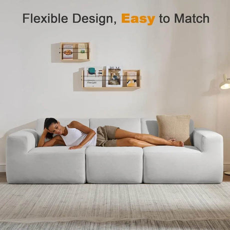 Modular L-Shaped Polyester Sectional Sofa With Deep Seat - Omega Lifestyles