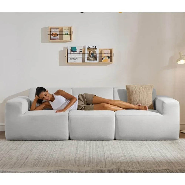 Modular L-Shaped Polyester Sectional Sofa With Deep Seat - Omega Lifestyles