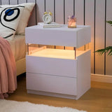 Set Of 2 Modern LED Lighted Nightstands With Storage - Omega Lifestyles