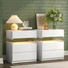 Set Of 2 Modern LED Lighted Nightstands With Storage - Omega Lifestyles