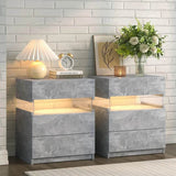 Set Of 2 Modern LED Lighted Nightstands With Storage - Omega Lifestyles