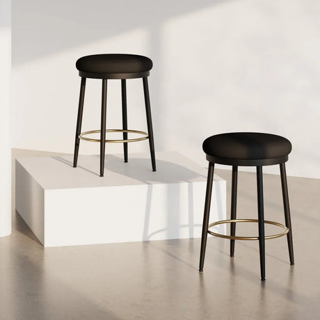 Modern Fabric Metal Counter Stools Set of 2 - Omega Lifestyles