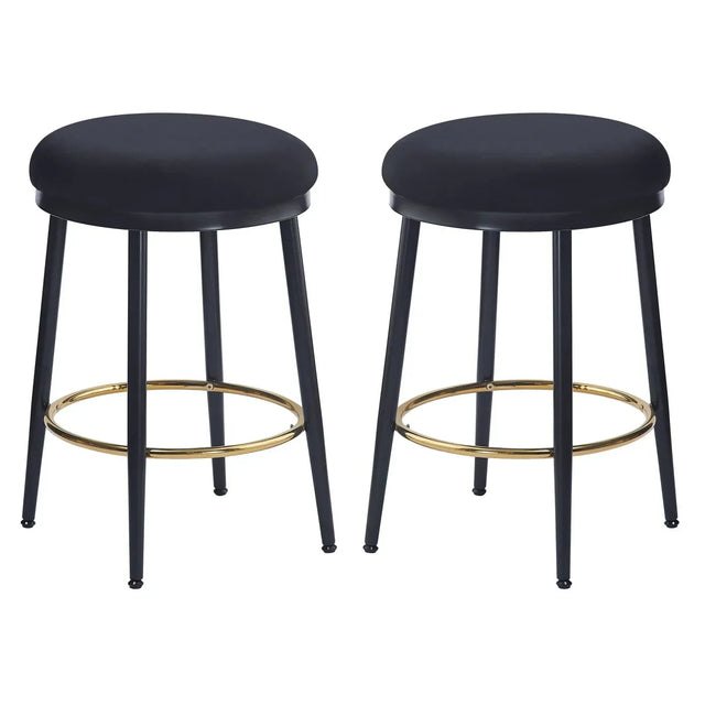 Modern Fabric Metal Counter Stools Set of 2 - Omega Lifestyles