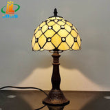 Scandinavian Minimalist Stained Glass Desk Lamp With Bronze Base - Omega Lifestyles