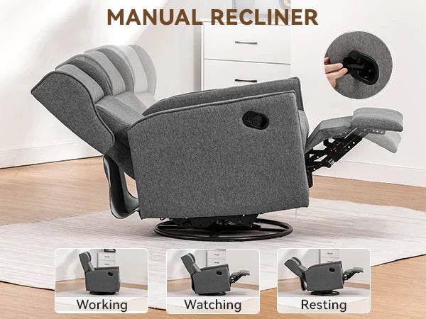 Swivel Rocking Recliner Manual Chair - Omega Lifestyles
