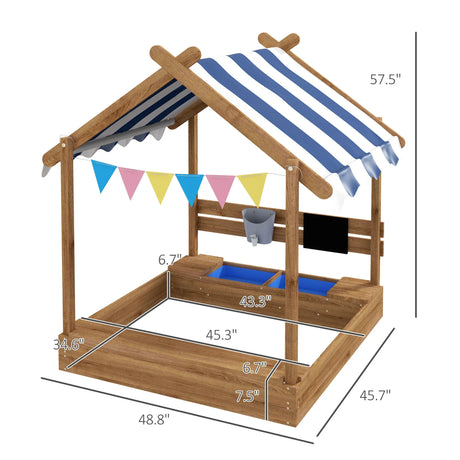 Wooden Outdoor Sandbox With Weather-Resistant Canopy - Omega Lifestyles