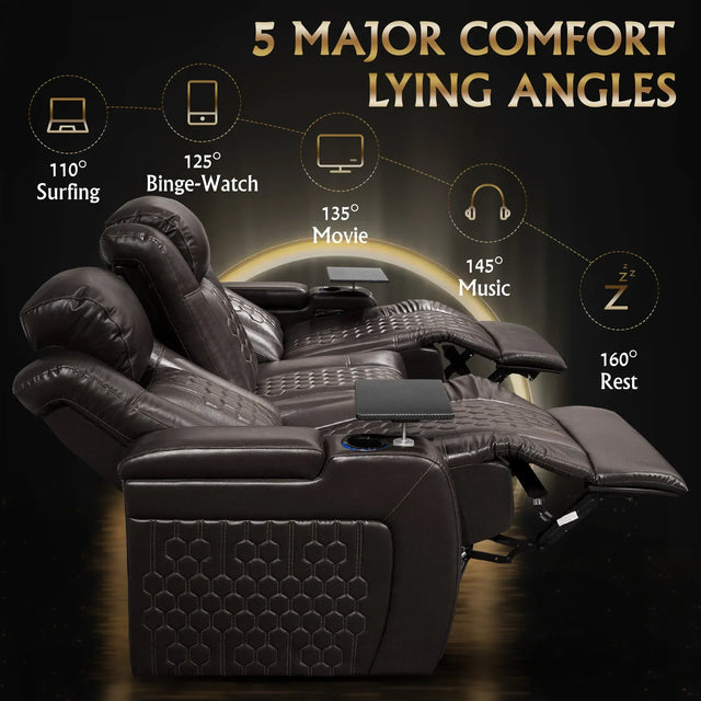 Genuine Leather Power Recliner With RGB LED Lighting - Omega Lifestyles