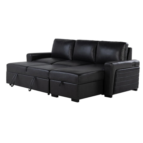 Modern Charcoal Wood Frame Sofabed With Pull-Out Bed - Omega Lifestyles