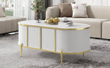 Modern Fluted MDF Coffee Table With Storage Cabinets - Omega Lifestyles