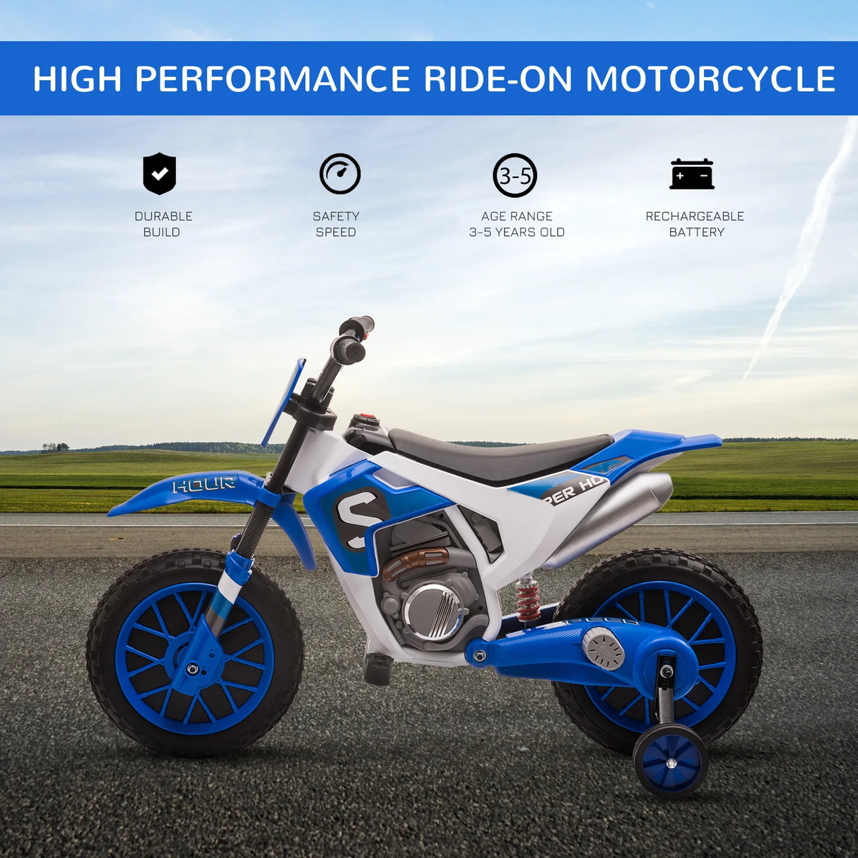 12V Battery-Powered Kids Electric Ride-On Motorcycle Toy - Omega Lifestyles