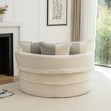 Modern Oversized Chenille Barrel Accent Chair With Ottoman - Omega Lifestyles