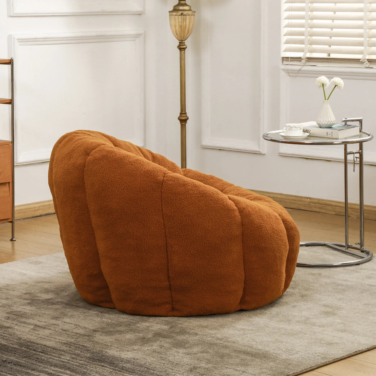 Plush Teddy Foam Bean Bag Chair With Armrests - Omega Lifestyles