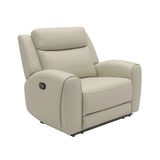 Transitional Beige Leather Manual Recliner With Wide Seat - Omega Lifestyles
