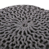 Modern Handmade Knit Cotton Round Pouf 20-Inch - Omega Lifestyles