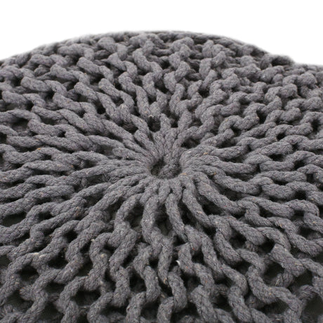 Modern Handmade Knit Cotton Round Pouf 20-Inch - Omega Lifestyles