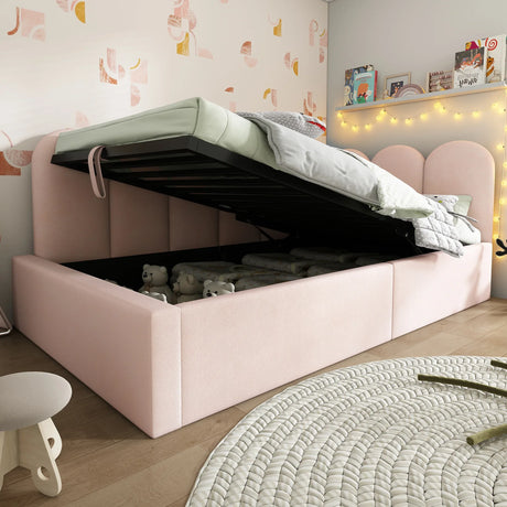 Pink Velvet Upholstered Twin Storage Daybed With Metal Frame - Omega Lifestyles