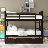 Full Over Full Solid Wood Espresso Bunk Bed With Drawers - Omega Lifestyles
