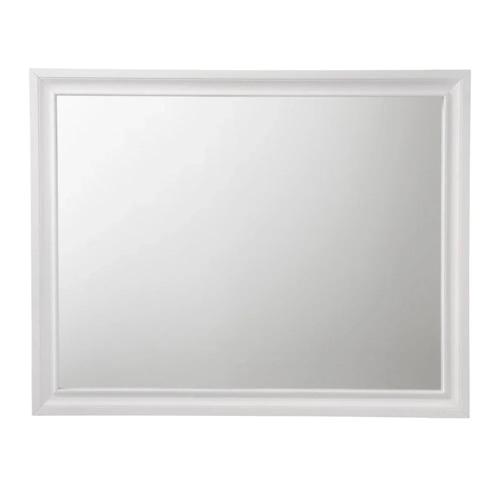 White Frame Full-Length Wall Mirror With Wood Frame - Omega Lifestyles