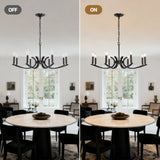 8-Light Matte Black Metal Farmhouse Chandelier Adjustable Height - Omega Lifestyles