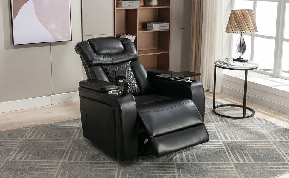 Power Reclining PU Leather Home Theater Recliner Chair - Omega Lifestyles