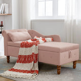 Pink Velvet Storage Chaise Lounge With Pillow - Omega Lifestyles