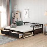 Twin Extendable Solid Wood Daybed With Trundle And Storage Drawers - Omega Lifestyles