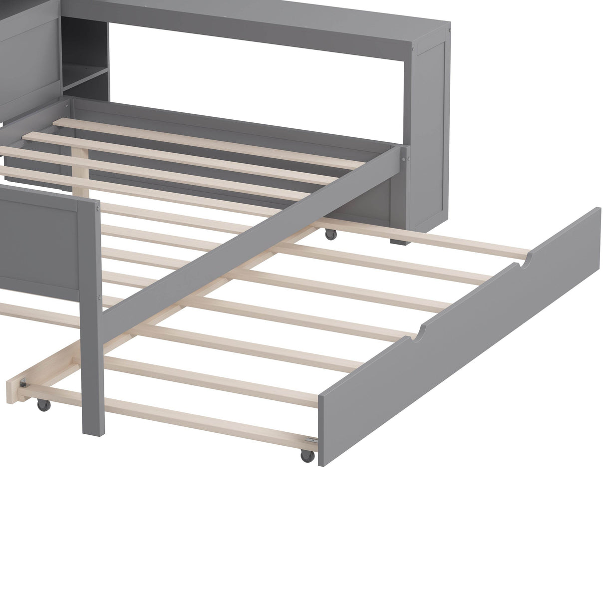 Multi-Functional Wooden Bed Frame With Trundle And Desk - Omega Lifestyles