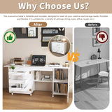 Foldable Adjustable Sewing Machine Table With Storage Cabinet - Omega Lifestyles