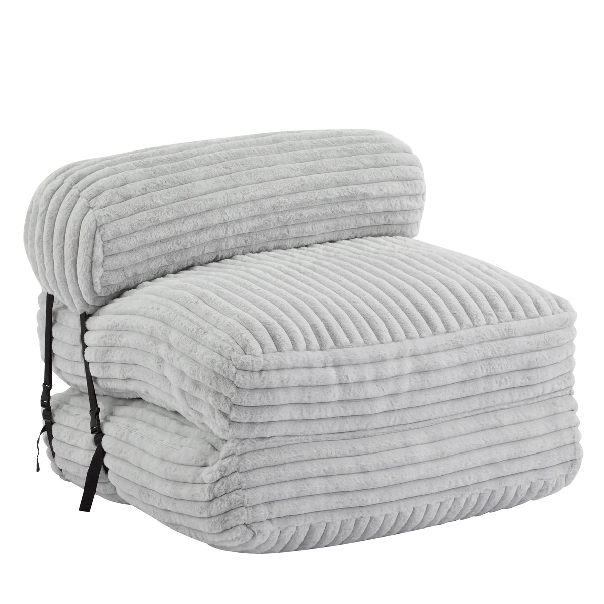 Soft Foldable Light Gray Faux-Fur Bean Bag Lounge Chair - Omega Lifestyles