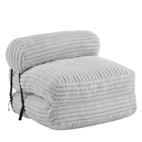 Soft Foldable Light Gray Faux-Fur Bean Bag Lounge Chair - Omega Lifestyles