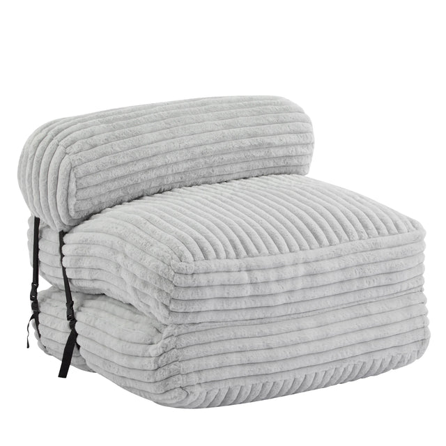 Soft Foldable Light Gray Faux-Fur Bean Bag Lounge Chair - Omega Lifestyles