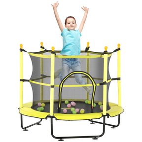 Kids 55-Inch Toddler Trampoline With Safety Enclosure Ball Pit - Omega Lifestyles