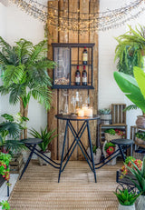 Industrial Black Iron Stowable Side Table With Seating Set - Omega Lifestyles