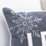Gray Velvet Embroidered Let It Snow Lumbar Pillow 14x20 - Omega Lifestyles